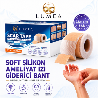 Lumea Ameliyat İz Bandı — Premium Silikon Rulo Bant | Tıbbi Sınıf